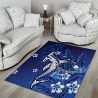 Personalized Hawaiian Maori Hammerhead Shark Area Rug Polu Plumeria - Polynesian Pride