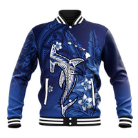 Personalized Hawaiian Maori Hammerhead Shark Baseball Jacket Polu Plumeria - Polynesian Pride