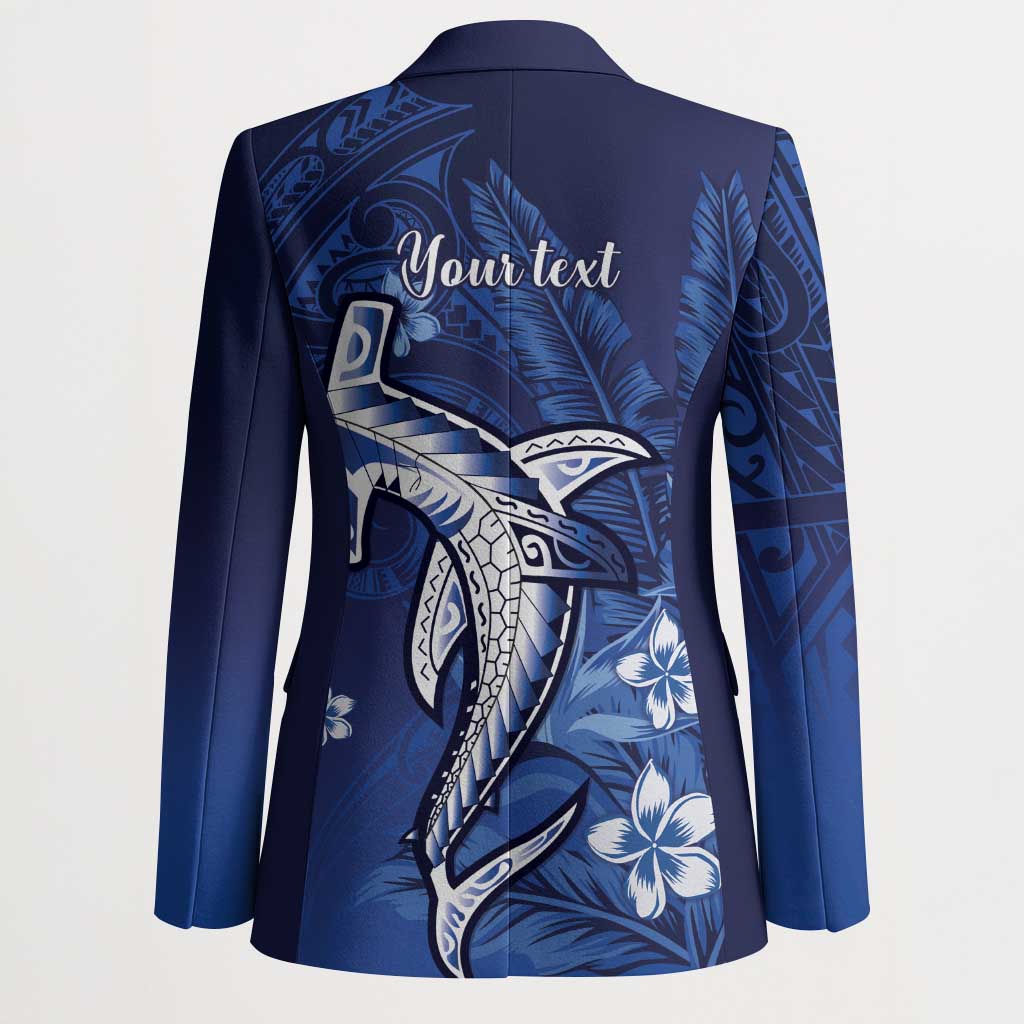 Personalized Hawaiian Maori Hammerhead Shark Blazer Polu Plumeria - Polynesian Pride