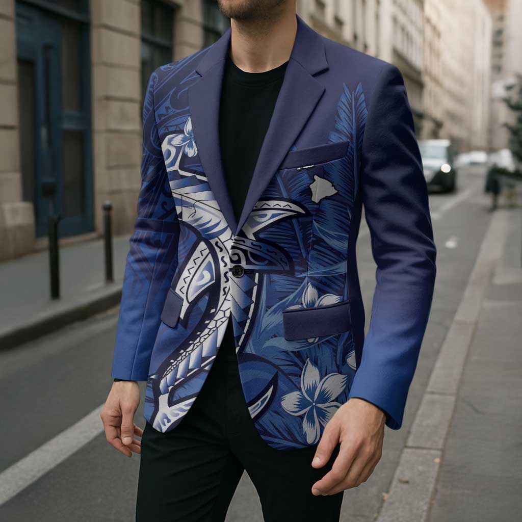 Personalized Hawaiian Maori Hammerhead Shark Blazer Polu Plumeria - Polynesian Pride