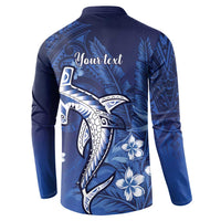 Personalized Hawaiian Maori Hammerhead Shark Button Sweatshirt Polu Plumeria - Polynesian Pride