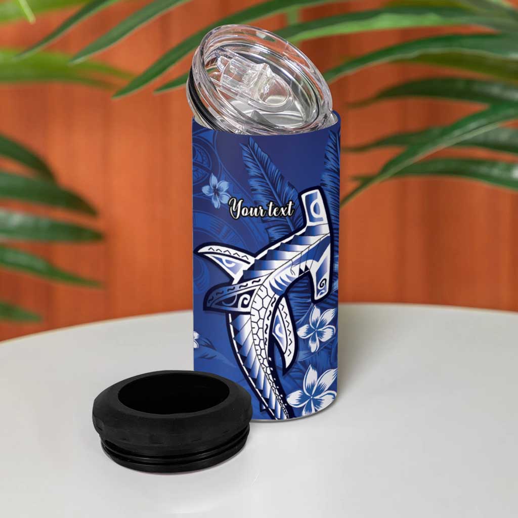 Personalized Hawaiian Maori Hammerhead Shark 4 in 1 Can Cooler Tumbler Polu Plumeria - Polynesian Pride