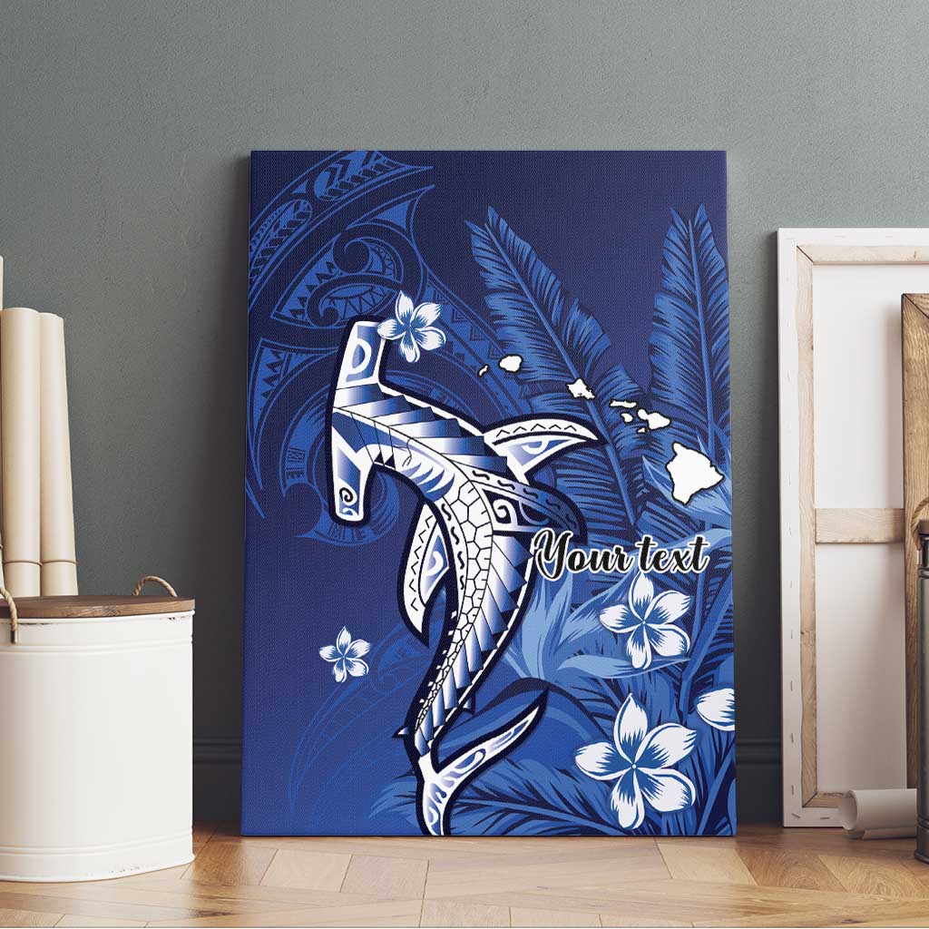 Personalized Hawaiian Maori Hammerhead Shark Canvas Wall Art Polu Plumeria - Polynesian Pride