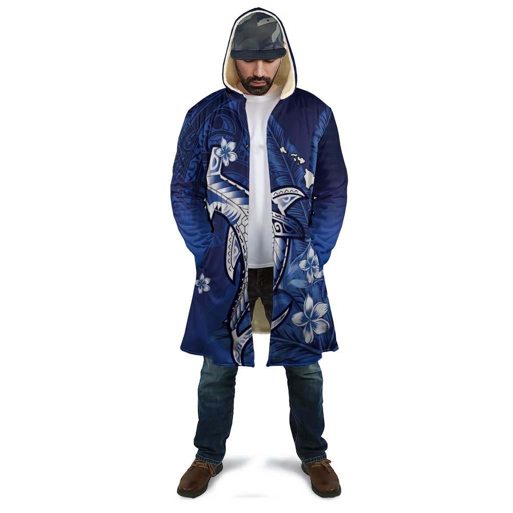 Personalized Hawaiian Maori Hammerhead Shark Cloak Polu Plumeria - Polynesian Pride