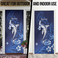 Personalized Hawaiian Maori Hammerhead Shark Door Cover Polu Plumeria - Polynesian Pride
