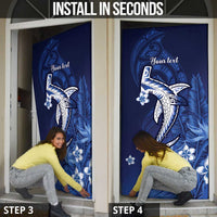 Personalized Hawaiian Maori Hammerhead Shark Door Cover Polu Plumeria - Polynesian Pride