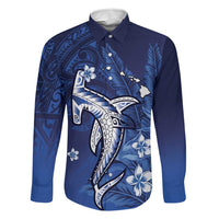 Personalized Hawaiian Maori Hammerhead Shark Family Matching Long Sleeve Bodycon Dress and Hawaiian Shirt Polu Plumeria - Polynesian Pride