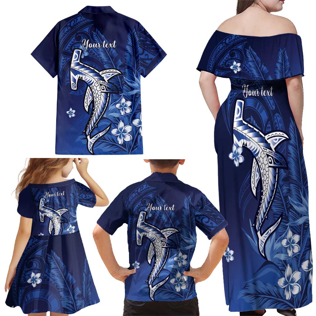 Personalized Hawaiian Maori Hammerhead Shark Family Matching Off Shoulder Maxi Dress and Hawaiian Shirt Polu Plumeria - Polynesian Pride