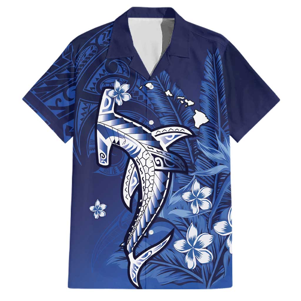 Personalized Hawaiian Maori Hammerhead Shark Family Matching Puletasi and Hawaiian Shirt Polu Plumeria
