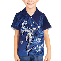 Personalized Hawaiian Maori Hammerhead Shark Family Matching Puletasi and Hawaiian Shirt Polu Plumeria