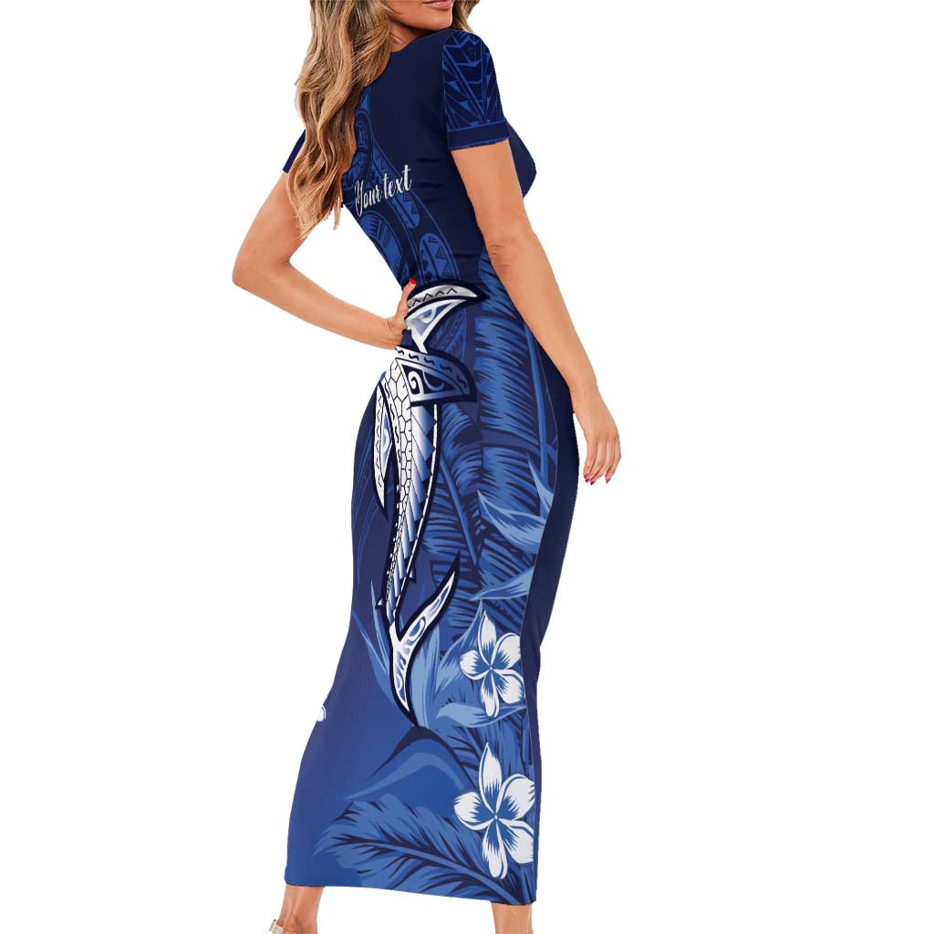 Personalized Hawaiian Maori Hammerhead Shark Family Matching Short Sleeve Bodycon Dress and Hawaiian Shirt Polu Plumeria - Polynesian Pride