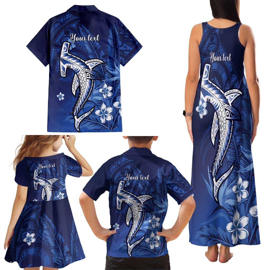 Personalized Hawaiian Maori Hammerhead Shark Family Matching Tank Maxi Dress and Hawaiian Shirt Polu Plumeria - Polynesian Pride