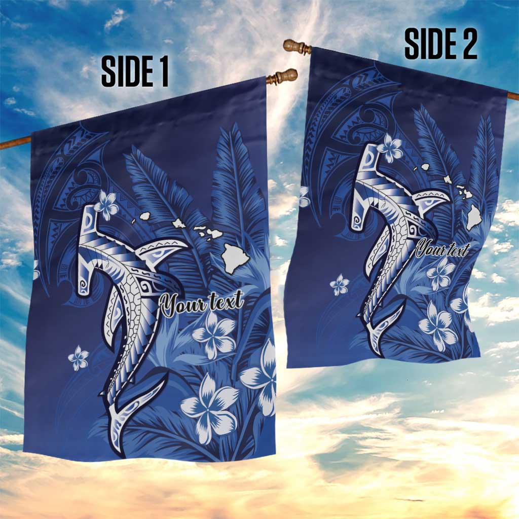 Personalized Hawaiian Maori Hammerhead Shark Garden Flag Polu Plumeria - Polynesian Pride