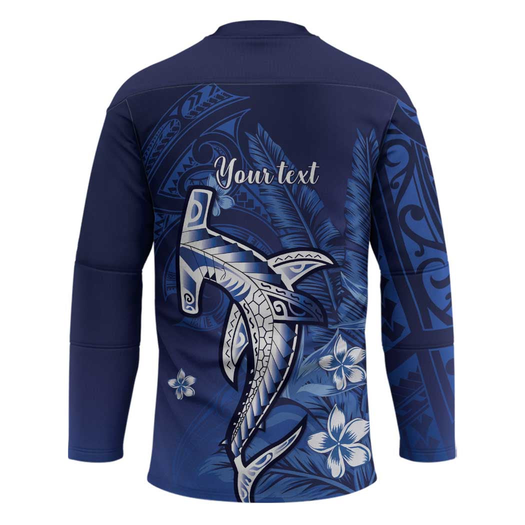 Personalized Hawaiian Maori Hammerhead Shark Hockey Jersey Polu Plumeria - Polynesian Pride