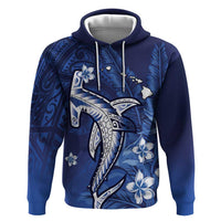 Personalized Hawaiian Maori Hammerhead Shark Hoodie Polu Plumeria - Polynesian Pride