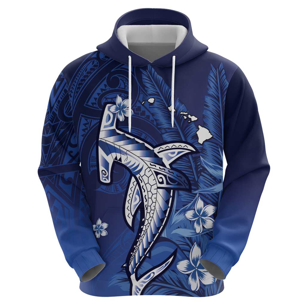 Personalized Hawaiian Maori Hammerhead Shark Hoodie Polu Plumeria - Polynesian Pride