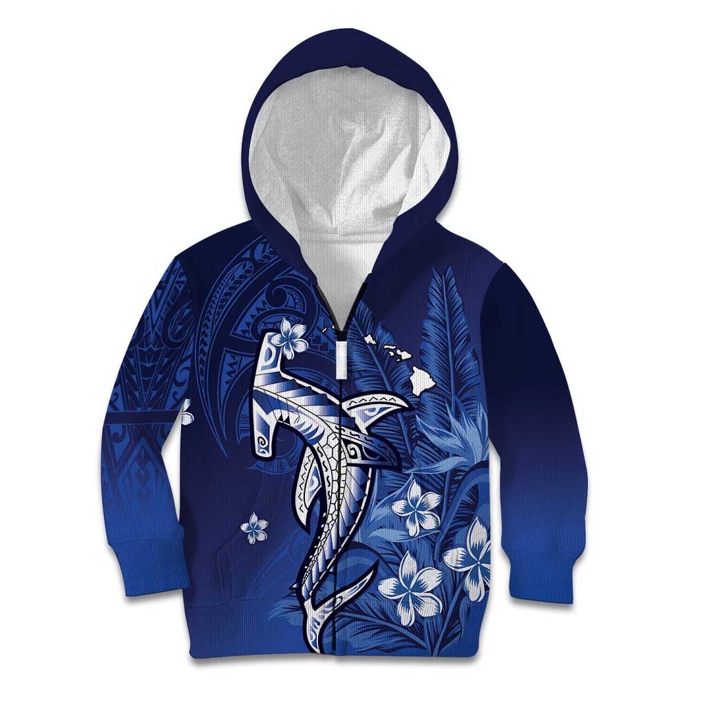 Personalized Hawaiian Maori Hammerhead Shark Kid Hoodie Polu Plumeria - Polynesian Pride