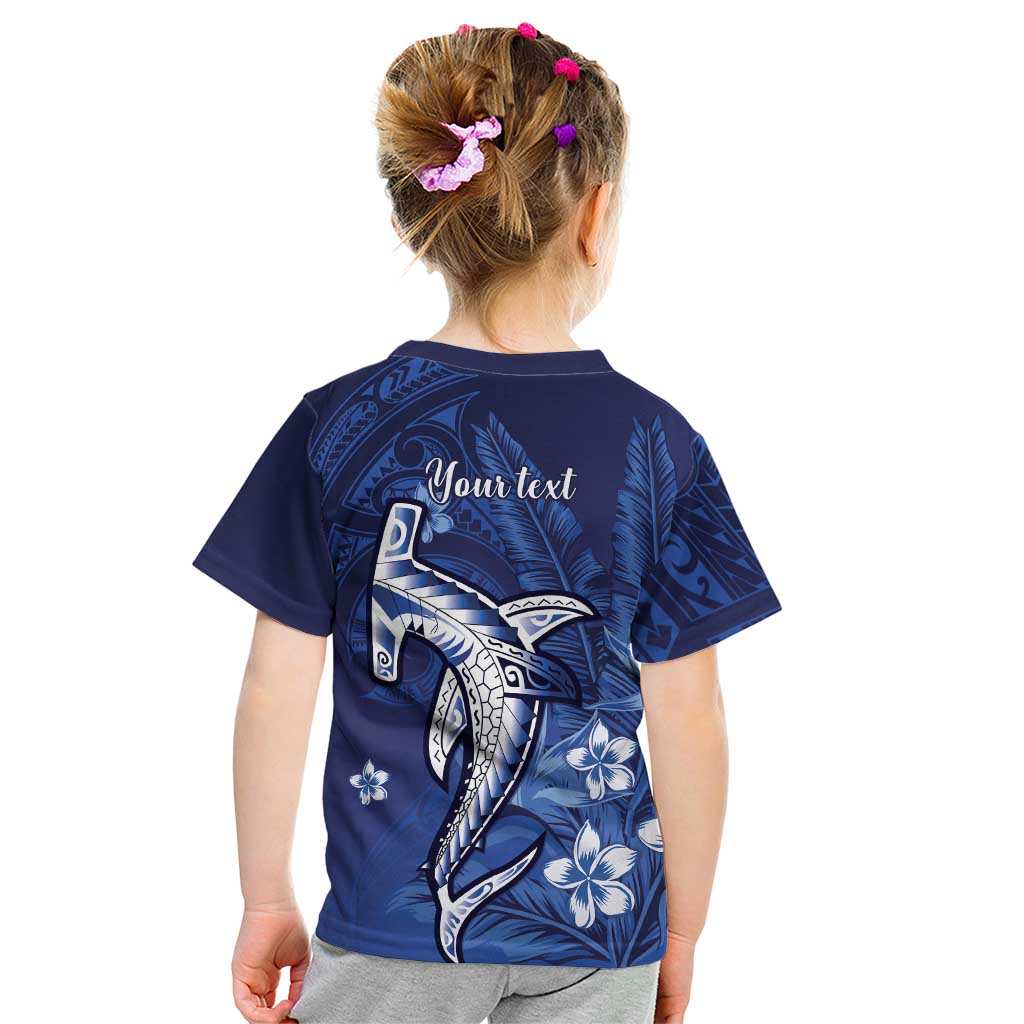 Personalized Hawaiian Maori Hammerhead Shark Kid T Shirt Polu Plumeria - Polynesian Pride