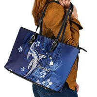 Personalized Hawaiian Maori Hammerhead Shark Leather Tote Bag Polu Plumeria - Polynesian Pride
