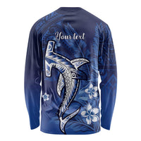 Personalized Hawaiian Maori Hammerhead Shark Long Sleeve Shirt Polu Plumeria LT9 - Polynesian Pride