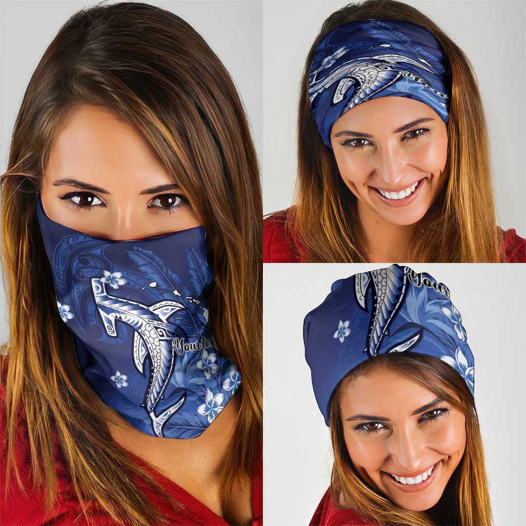 Personalized Hawaiian Maori Hammerhead Shark Neck Gaiter Polu Plumeria - Polynesian Pride