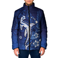 Personalized Hawaiian Maori Hammerhead Shark Padded Jacket Polu Plumeria - Polynesian Pride