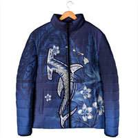 Personalized Hawaiian Maori Hammerhead Shark Padded Jacket Polu Plumeria - Polynesian Pride