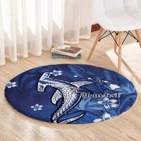 Personalized Hawaiian Maori Hammerhead Shark Round Carpet Polu Plumeria - Polynesian Pride