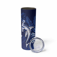 Personalized Hawaiian Maori Hammerhead Shark Skinny Tumbler Polu Plumeria - Polynesian Pride