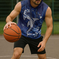 Personalized Hawaiian Maori Hammerhead Shark Sleeveless Hoodie Polu Plumeria - Polynesian Pride