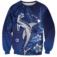 Personalized Hawaiian Maori Hammerhead Shark Sweatshirt Polu Plumeria - Polynesian Pride