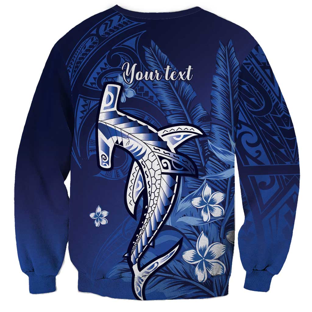 Personalized Hawaiian Maori Hammerhead Shark Sweatshirt Polu Plumeria - Polynesian Pride