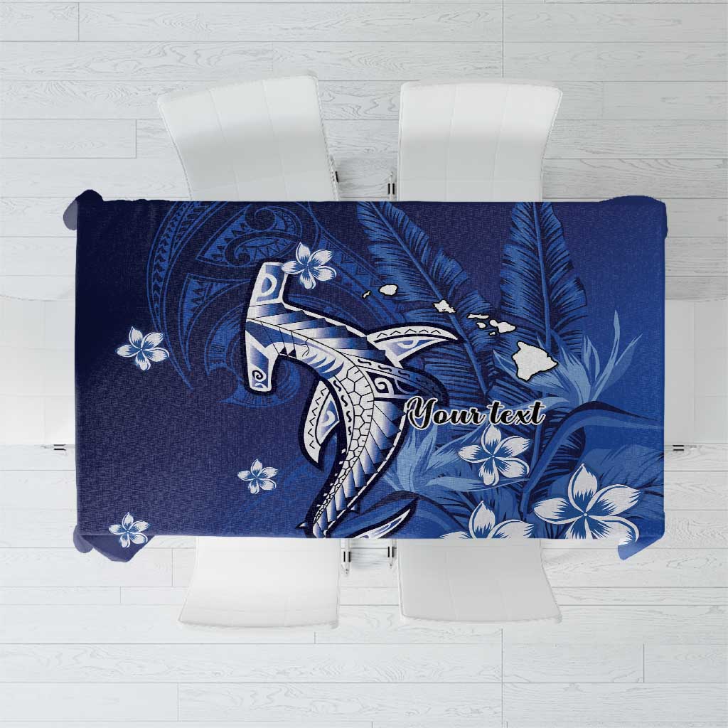 Personalized Hawaiian Maori Hammerhead Shark Tablecloth Polu Plumeria - Polynesian Pride
