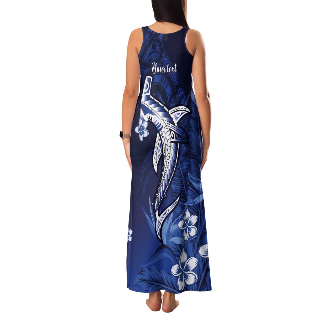 Personalized Hawaiian Maori Hammerhead Shark Tank Maxi Dress Polu Plumeria - Polynesian Pride