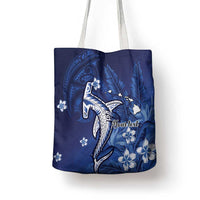 Personalized Hawaiian Maori Hammerhead Shark Tote Bag Polu Plumeria - Polynesian Pride