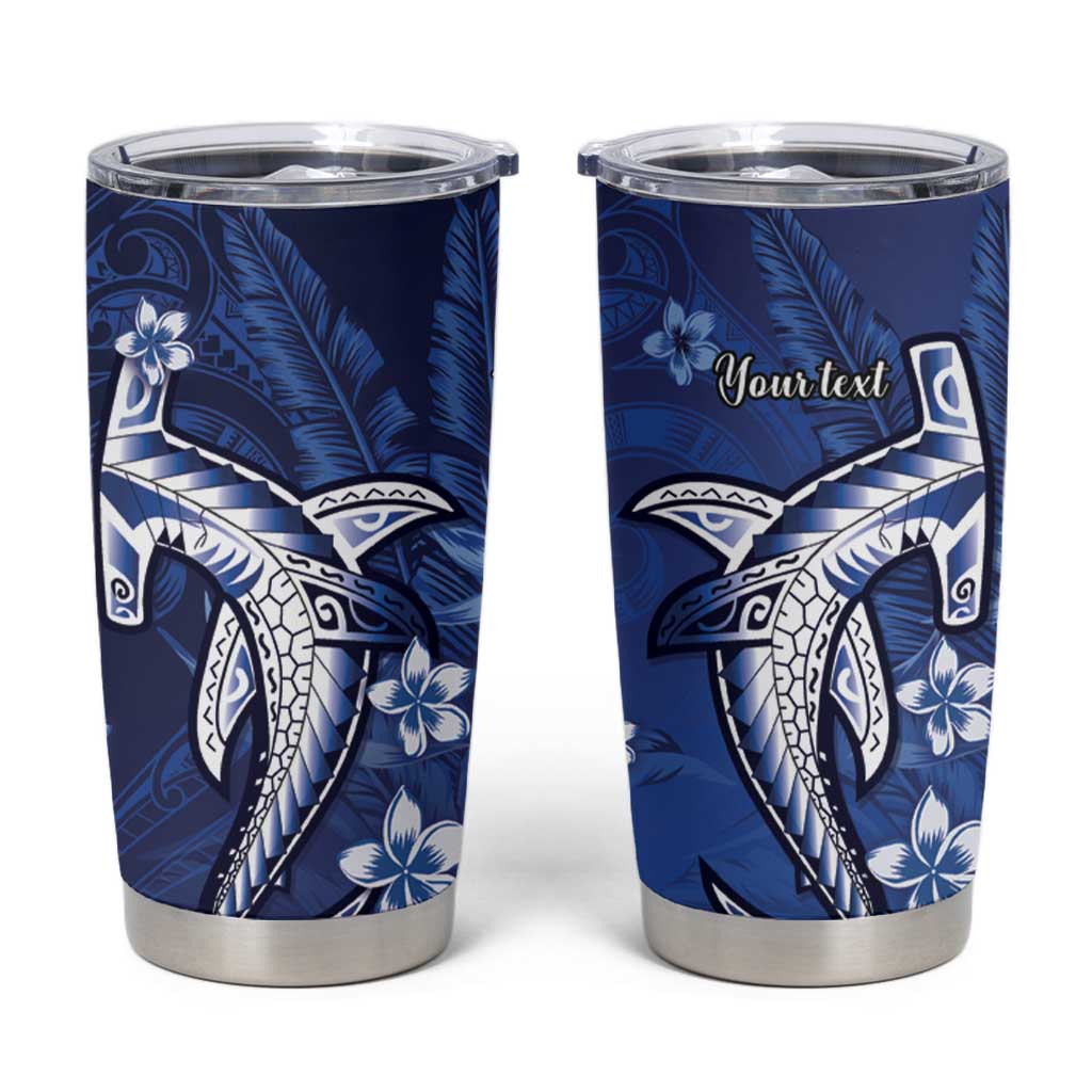 Personalized Hawaiian Maori Hammerhead Shark Tumbler Cup Polu Plumeria - Polynesian Pride