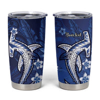 Personalized Hawaiian Maori Hammerhead Shark Tumbler Cup Polu Plumeria - Polynesian Pride
