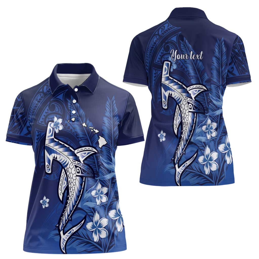 Personalized Hawaiian Maori Hammerhead Shark Women Polo Shirt Polu Plumeria - Polynesian Pride