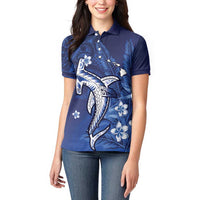 Personalized Hawaiian Maori Hammerhead Shark Women Polo Shirt Polu Plumeria - Polynesian Pride