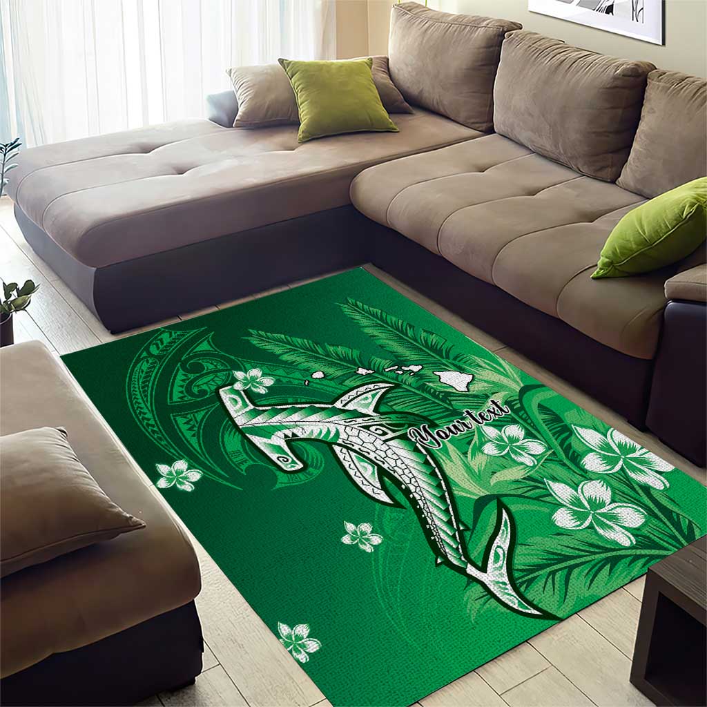 Personalized Hawaiian Maori Hammerhead Shark Area Rug Omaomao Plumeria - Polynesian Pride