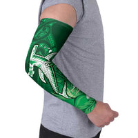 Personalized Hawaiian Maori Hammerhead Shark Arm Sleeves Omaomao Plumeria LT9 - Polynesian Pride