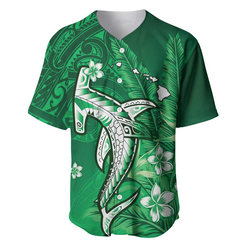 Personalized Hawaiian Maori Hammerhead Shark Baseball Jersey Omaomao Plumeria - Polynesian Pride