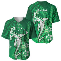Personalized Hawaiian Maori Hammerhead Shark Baseball Jersey Omaomao Plumeria - Polynesian Pride