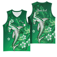 Personalized Hawaiian Maori Hammerhead Shark Basketball Jersey Omaomao Plumeria - Polynesian Pride
