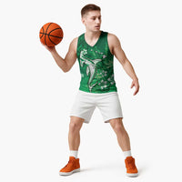 Personalized Hawaiian Maori Hammerhead Shark Basketball Jersey Omaomao Plumeria - Polynesian Pride