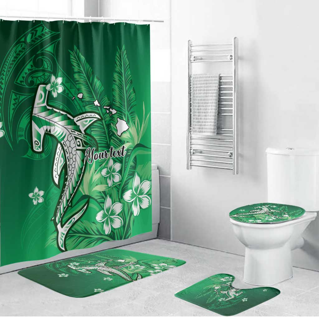 Personalized Hawaiian Maori Hammerhead Shark Bathroom Set Omaomao Plumeria - Polynesian Pride