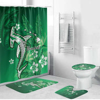 Personalized Hawaiian Maori Hammerhead Shark Bathroom Set Omaomao Plumeria - Polynesian Pride