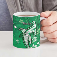 Personalized Hawaiian Maori Hammerhead Shark Ceramic Mug Omaomao Plumeria - Polynesian Pride