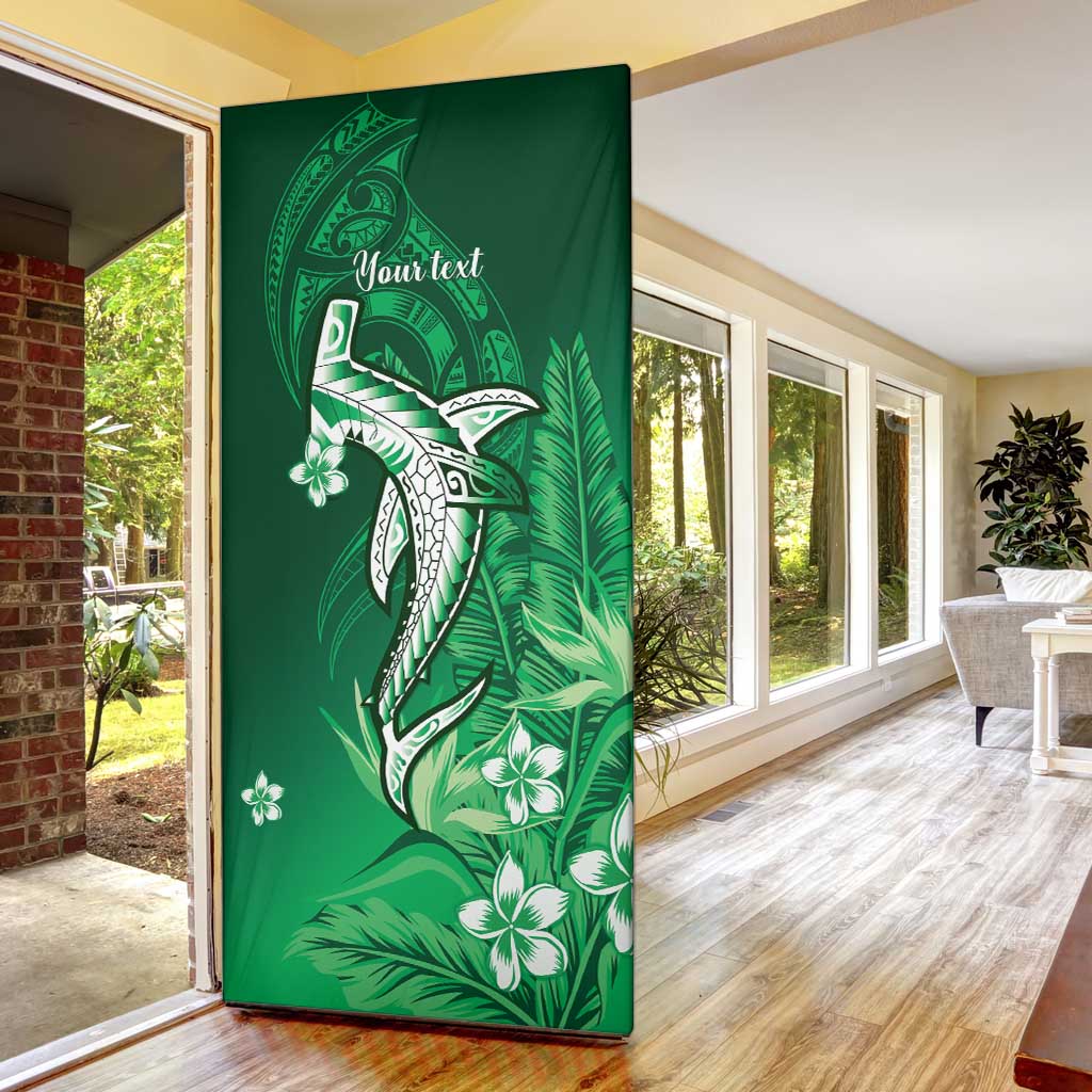 Personalized Hawaiian Maori Hammerhead Shark Door Cover Omaomao Plumeria - Polynesian Pride
