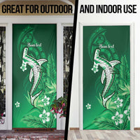 Personalized Hawaiian Maori Hammerhead Shark Door Cover Omaomao Plumeria - Polynesian Pride